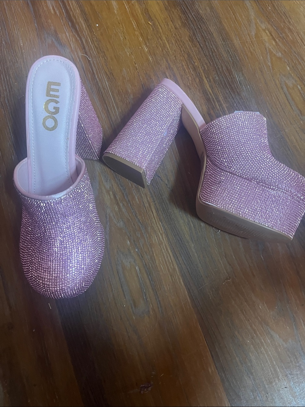 EGO Pink Crystal-Embellished Slip-On Mules - Picture 2 of 2